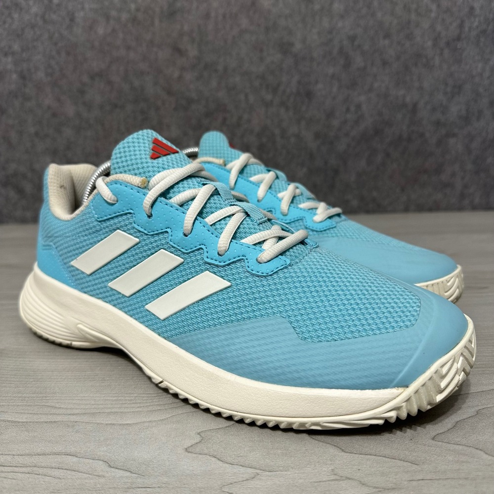 adidas Gamecourt 2.0 Tennis Shoes Womens 10‎ Blue Aqua White Mesh Athletic
